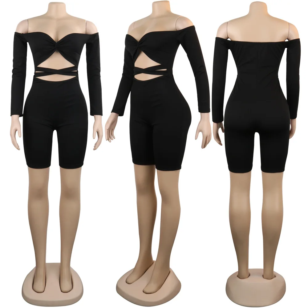 

New arrival women's jumpsuits & rompers sexy hollowed skinny black color fashion jumpers European and American style hot selling