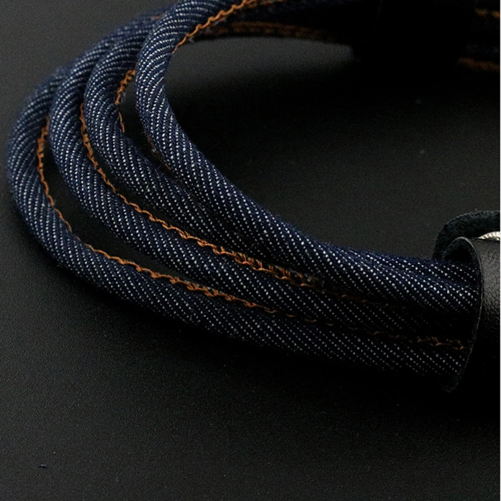 Быстрая зарядка данных зарядный провод прочный джинсовый плетеный кабель для