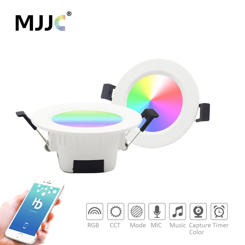 Светодиодный светильник с регулируемой яркостью RGB CCT 110 В 220 в 230 В 5 Вт BT сетчатый потолочный светильник с Bluetooth и управлением через приложение Встраиваемый светодиодный точечный светильник
