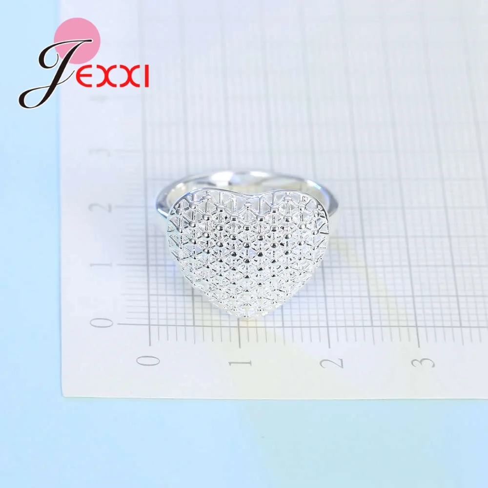 

Factory Price Romantic Big Heart Shape 925 Sterling Silver Finger Ring Jewelry For Women Femme Wedding Party Sweet Gifts