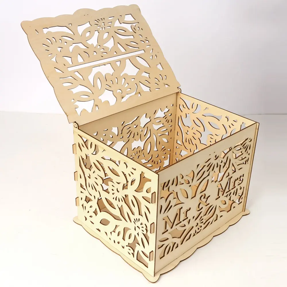 DIY деревянная коробка для свадебных карт с замком знак деревенский полый