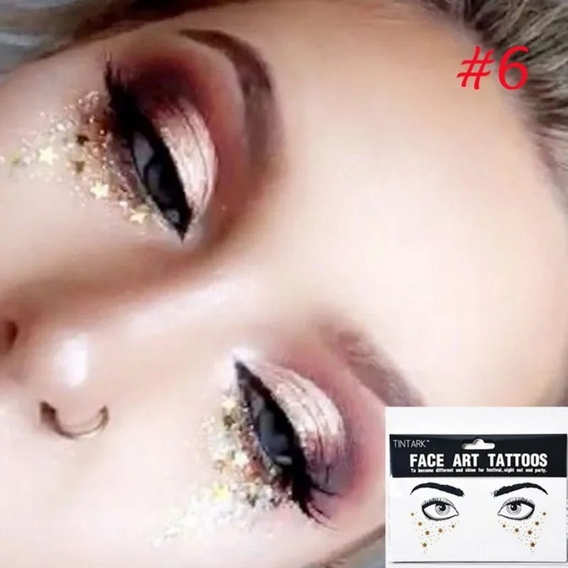 f20 1 упаковка лицевая наклейка тату Bling Jewelry Лицо Глаза Звезды Луна веснушки Красота Макияж Стикер боди-арт Краска временная татуировка - Цвет: f20