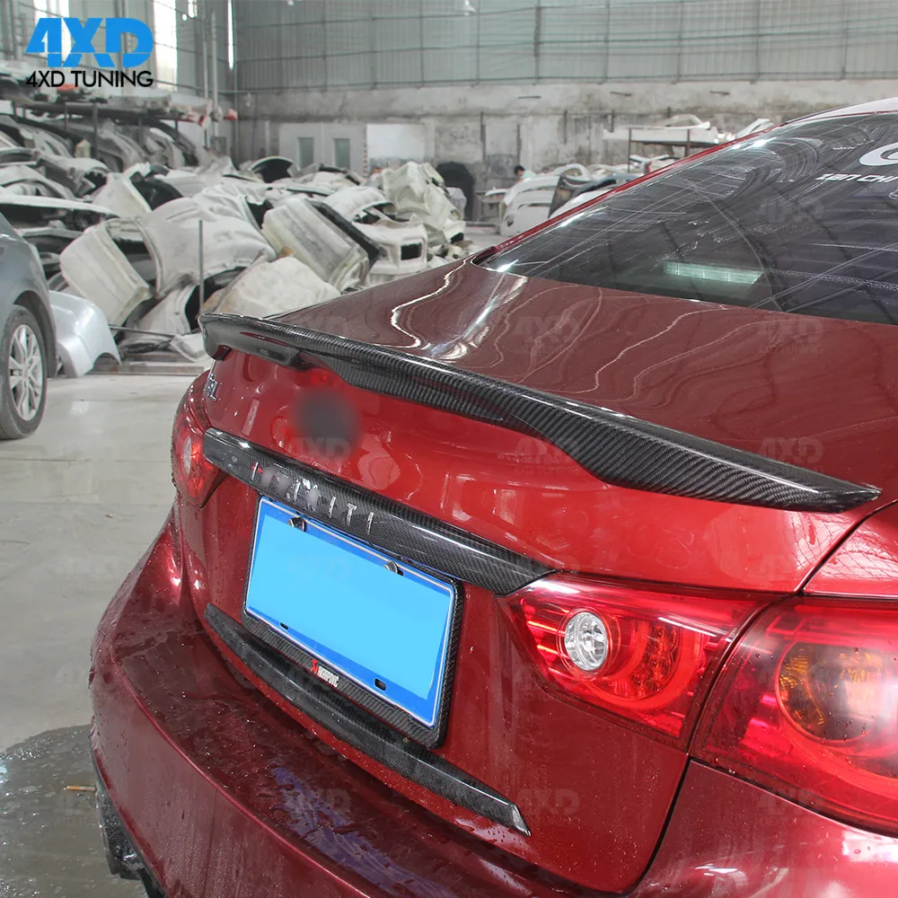 Q50 задняя Обшивка багажника для Infiniti Q50S сухая карбоновая волоконная пластина багажника Накладка с логотипом 2шт