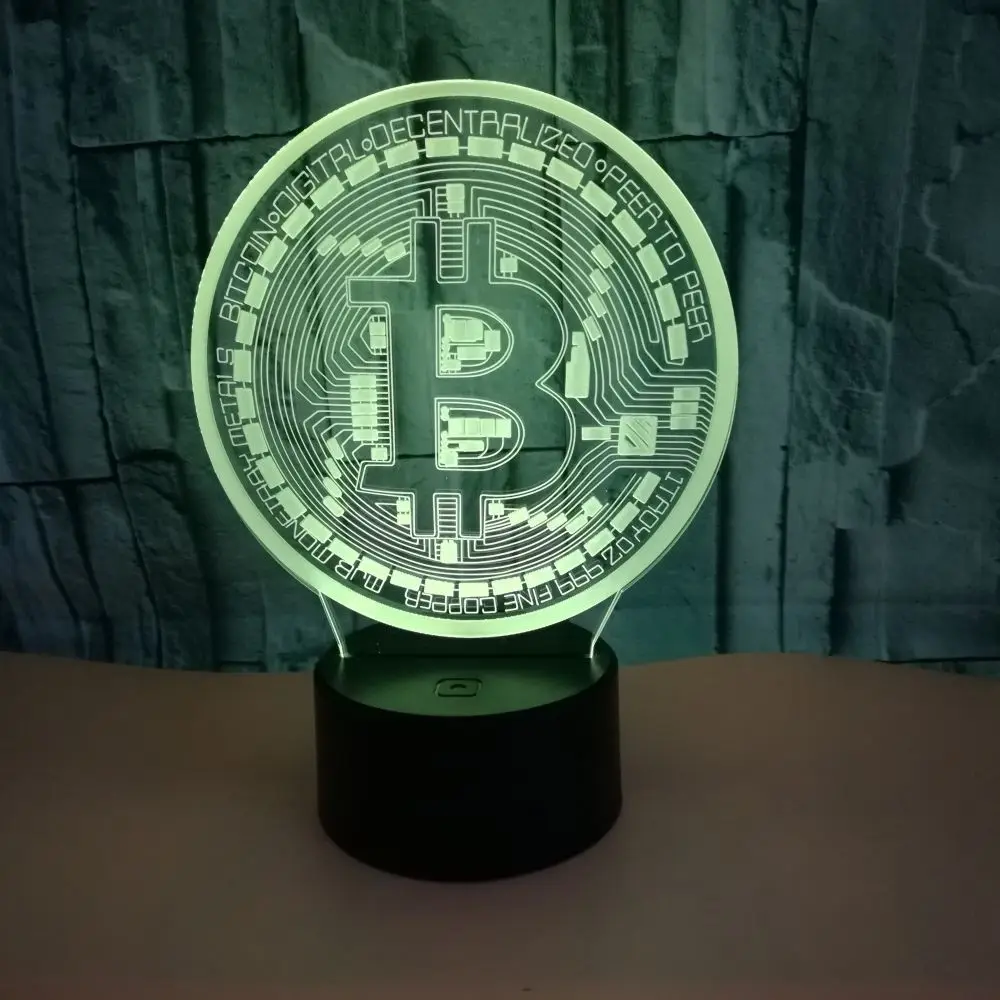

Bitcoin 3d Visual Desk LampStereoscopic Lighting Colorful Touch Manufacturer 3d Nightlight Moderne Table Lamps For Living Room