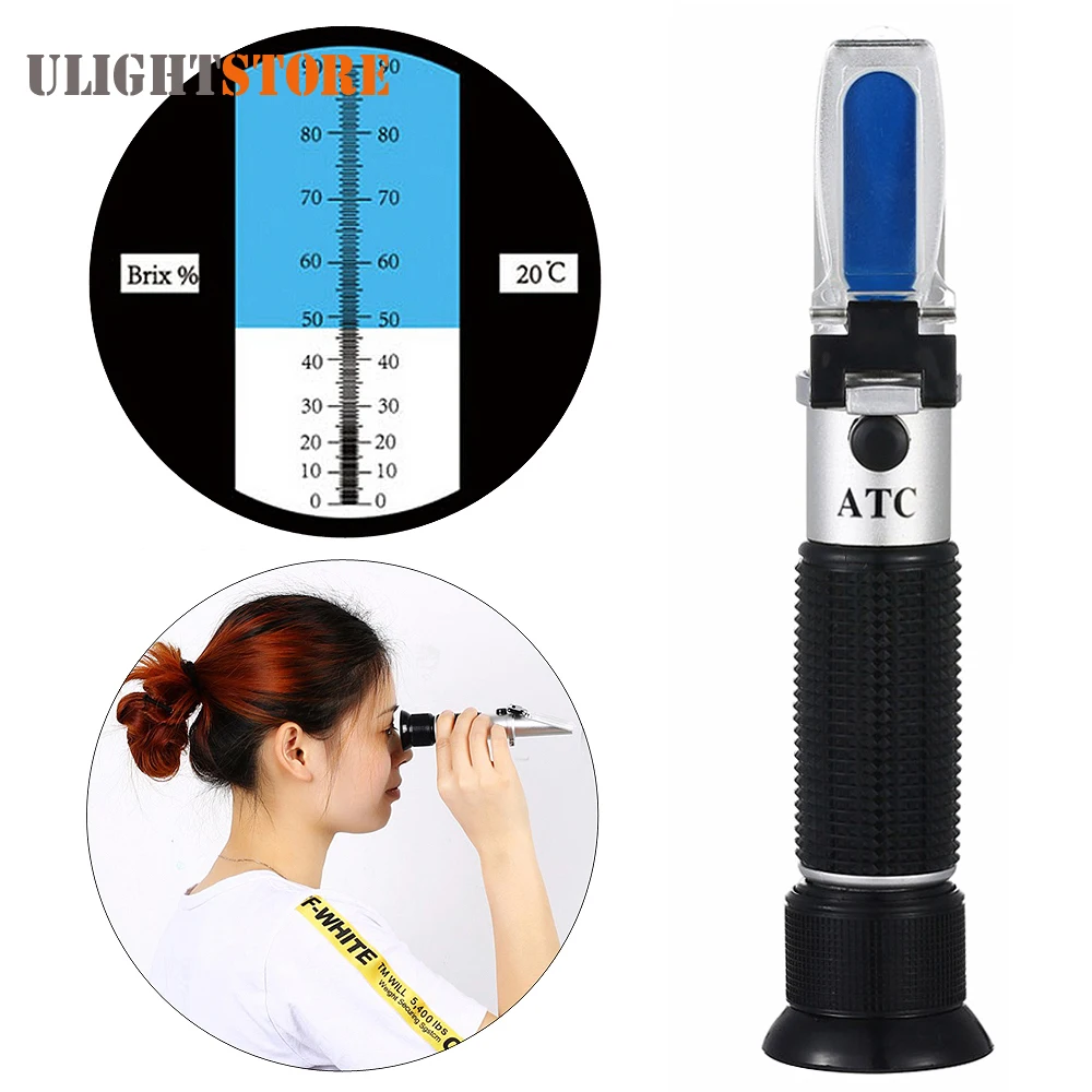 Тесты оптический 0 90% по шкале Брикса RHB 90ATC Ручной рефрактометр со шкалой для