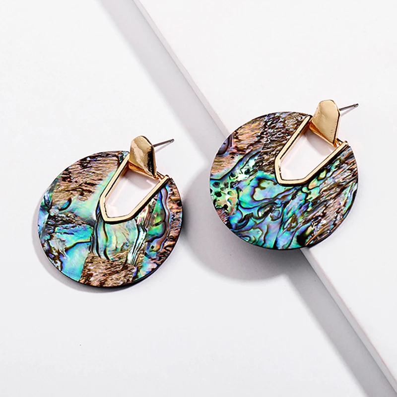Модные висячие серьги в виде большого сердца для женщин, Boho Crystal Green Abalone Shell, массивные украшения, пляжные вечерние, подарок ZA