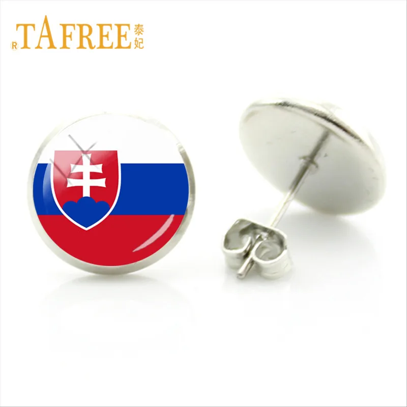 Tafree флаг Турция Испания Япония Швеция Серьги-гвоздики 28 Стили мира Флаг Фото Стекло камни Серьги стимпанк украшения fg87 - Окраска металла: FG84