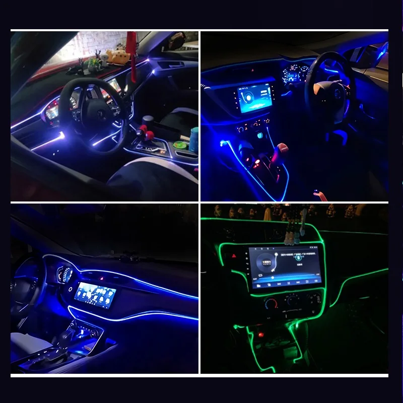 Мини светодиодный светильник 12 В RGB цвета и боковые светящиеся оптические волокна с юбкой различные цвета для украшения салона автомобиля