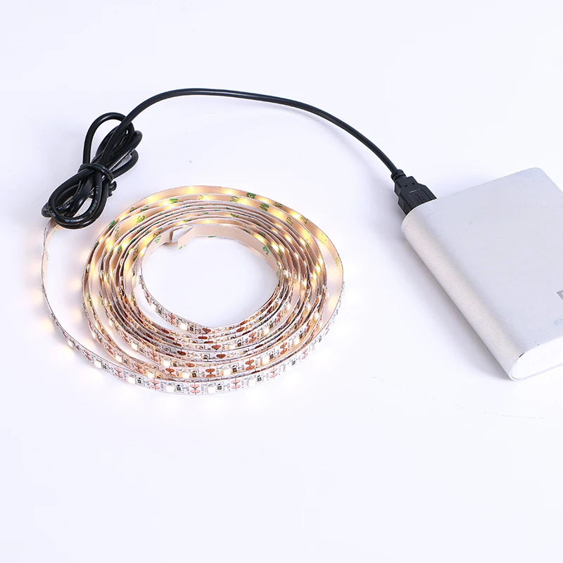 Cветодиодная лента DC 5 V USB SMD 3528 RGB Гибкий свет лампы светодиодные ТВ фонового освещения клейкая лента 50 см 1 м 2 м 3 м 4 м 5