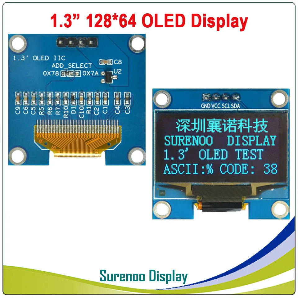 IIC PCB in Blue Реальный oled-дисплей, 1," 128*64 12864 Графический SPI IEC IIC ЖК-модуль, ЖК-экран LCM SH1106 контроллер - Цвет: IIC PCB in Blue