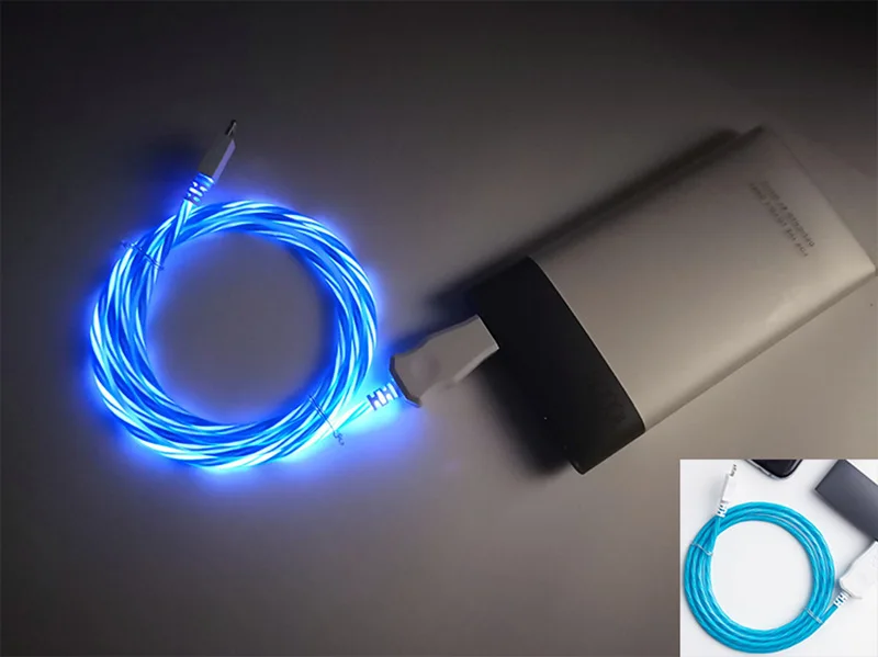 Светодиодный светящийся течет usb-шнур для Зарядное устройство кабель для зарядного устройства для iPhone Xiaomi huawei samsung телефон происхождения длинный провод шнур