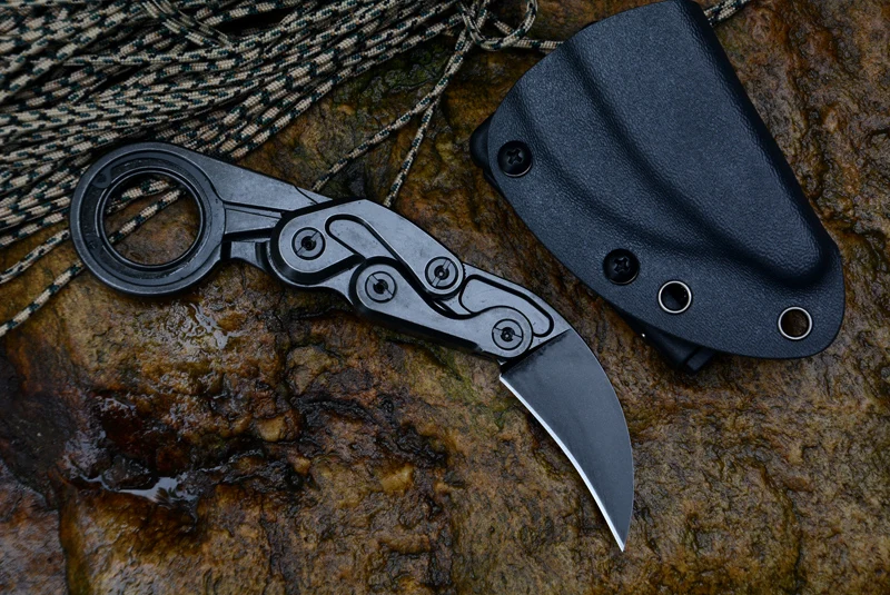 Механические коготь ножи Karambit CS GO резак фиксированный D2 лезвие одна Твердая стальная ручка выживания спасательный Открытый нож Kydex оболочка