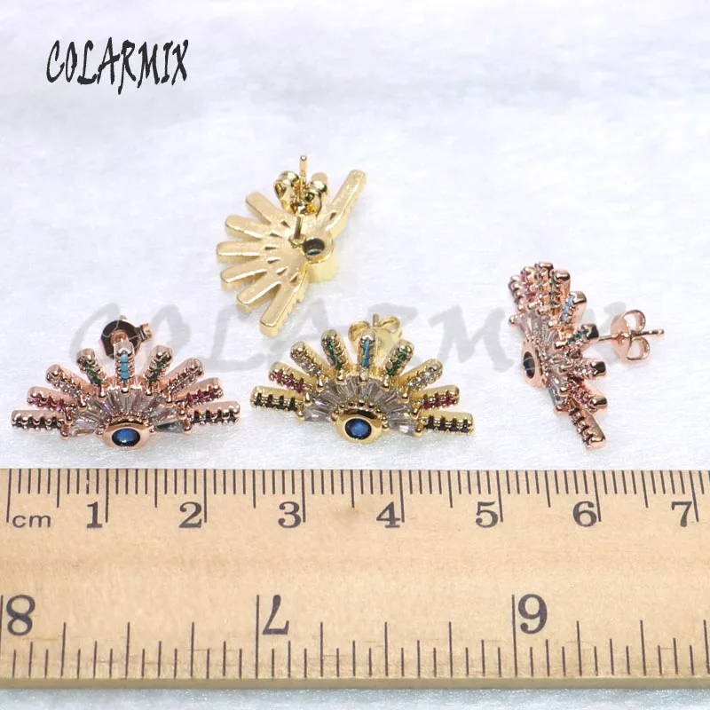 6 пар радужных цветов круглые серьги-гвоздики в форме глаз циркониевые милые