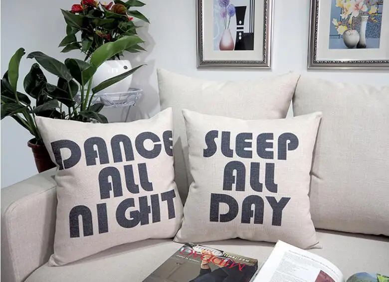 Забавный сон весь день танцевать всю ночь Чехлы Набор льняная Подушка Чехол