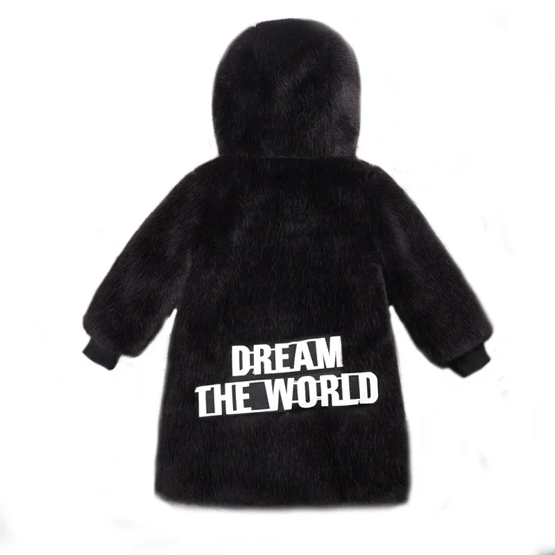 Новое модное зимнее пальто с искусственным мехом норки капюшоном для мальчиков и