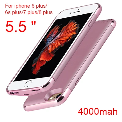 Rosy 6P 6sP 7P 8P Ультратонкий чехол для внешнего зарядного устройства для iPhone 8, 7, 6, 6s Plus, зарядное устройство для аккумулятора, чехол для телефона, для iPhone 6, 6 s, 7, 8 X XS - Цвет: Rosy 6P 6sP 7P 8P