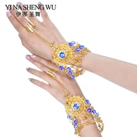 belly dance indian bollywood jewelry accessories with rhinestones bells 1 pair indian jewelry bracelet belly dancing accessories