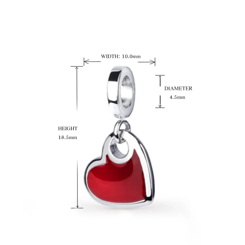 Fit Pandora Браслеты Серебро 925 Любовь Сердце с красной эмалью Шарм Бусины Аутентичные ювелирных изделий DIY решений для матери подарки