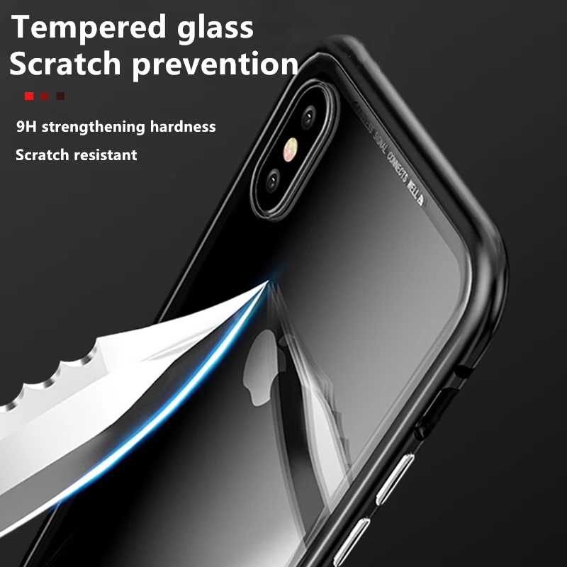Роскошный Металлический Магнитный защитный чехол для iPhone X XS MAX XR 6 S 7 8 плюс 360
