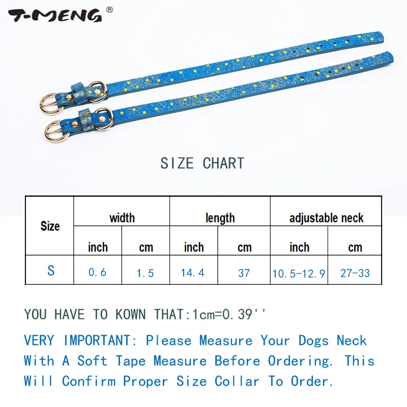 

New Fashion Design Genuine Leather Dog Collar For Small Dogs Cats Bling collar Dot Pattern Adjustable Cat Necklace Pet Products
