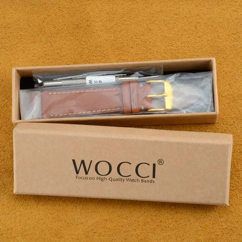 Ремешок WOCCI для часов 18 мм, 20 мм, 22 мм, кожаный ремешок с натуральным лицевым покрытием, Красный с бежевым ремешком, элегантный винтажный ремешок для часов, замена