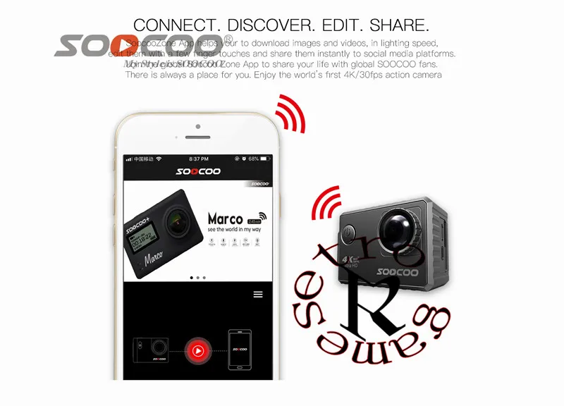 SOOCOO F500 4K wifi экшн Спортивная камера Ультра HD Водонепроницаемая подводная видеокамера DV