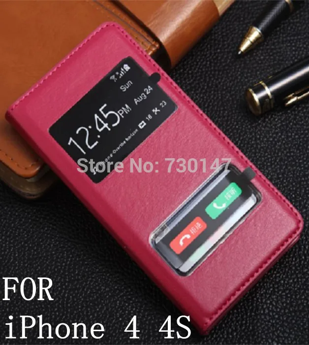 Высококачественный ультратонкий кожаный чехол книжка для Apple iPhone 4|flip case|for iphoneultra