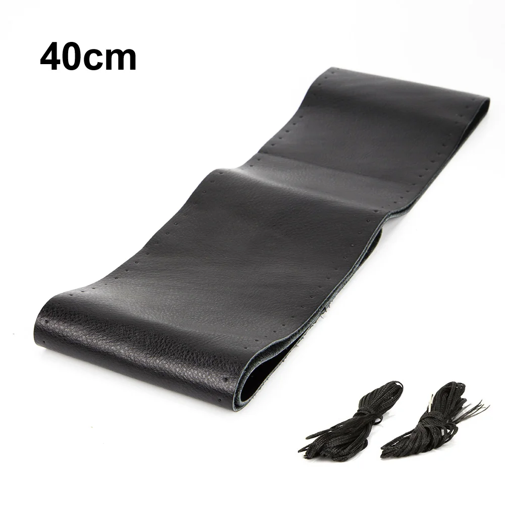 Black 40cm Чехол на руль из KAWOSEN кожи, аксессуары для стайлинга автомобилей Volante Esportivo, чехол ручной работы с иглами и нитью SWCH08 - Название цвета: Black 40cm