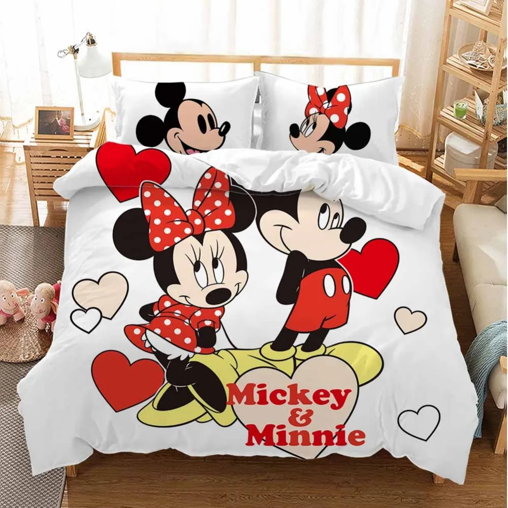 sweet pink minnie mickey mouse quilt cover Bedding Sets single twin Size for girls Cartoon Duvet Cover Quilt Bed | Дом и сад