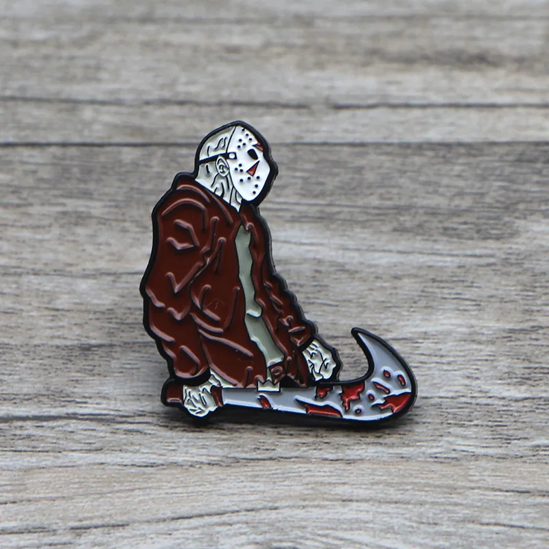 L1367 Friday the 13th Horror булавки металлические броши и булавки эмалированная булавка для рюкзака/сумка со значком брошь футболка воротник ювелирные изделия 1 шт
