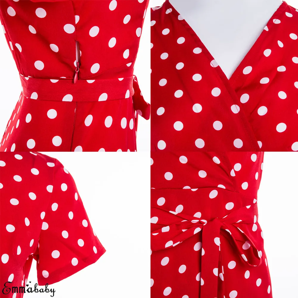 Women Wrap Summer Boho Polka Dot Maxi Dress Casual Ladies Short Sleeve V Neck Holiday Beach Long Sundress Fashion Wrap Sundress