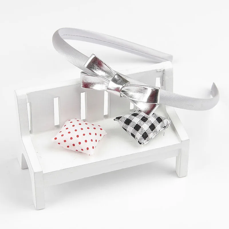 2 шт./лот простой дизайн золотые/серебристые кожаные банты повязка на голову для