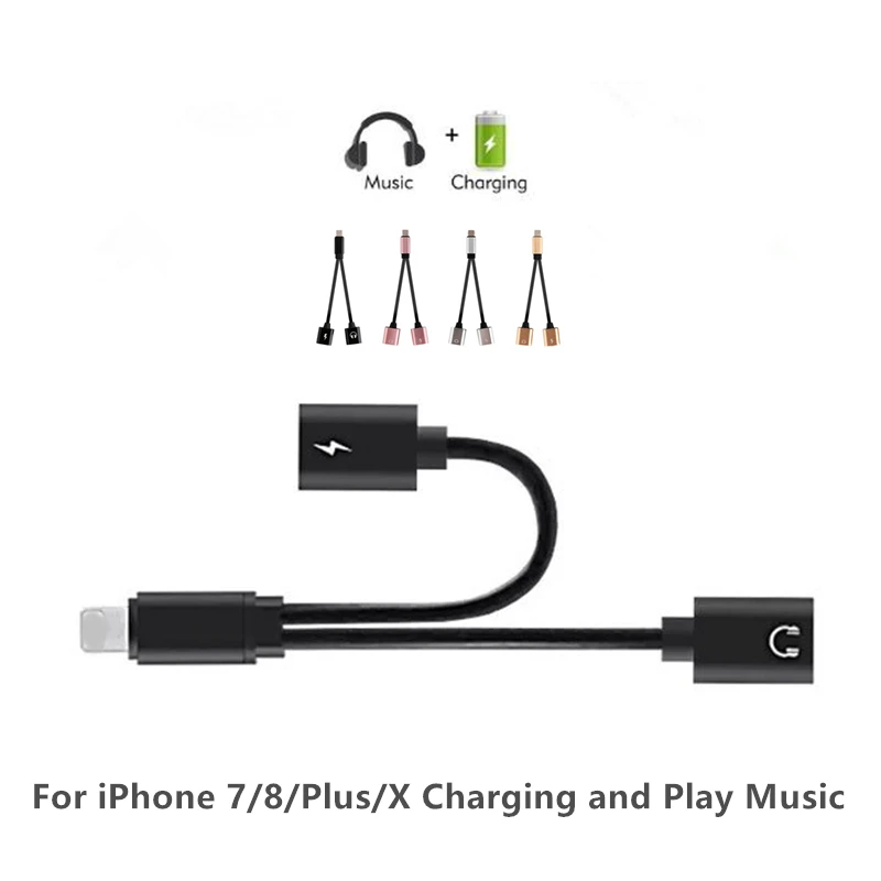 Для iPhone 7 Plus 2 в 1 адаптер для наушников X 8 зарядный кабель телефона аудио сплиттер