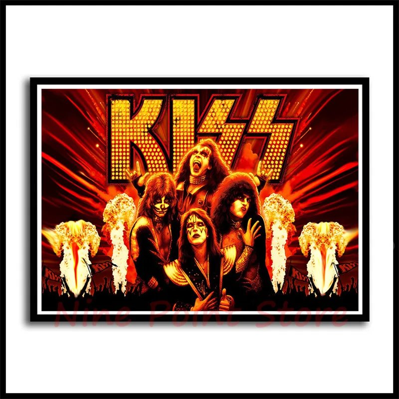 Тяжелый металл Kiss Rock band бумажные плакаты с покрытием музыкальная команда звезда классическая декоративная живопись бескаркасная