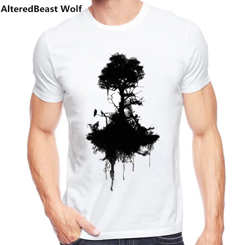 2017 Мужская футболка Wild Ink Tree And Crow летняя Высококачественная Футболка с принтом на