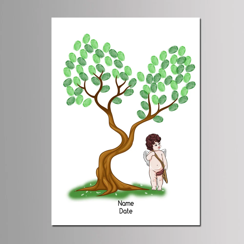 Новое Детское мероприятие DIY дерево с отпечатками пальцев гость книга для мальчиков и девочек день рождения украшения индивидуальные скандинавские Ангел холст живопись