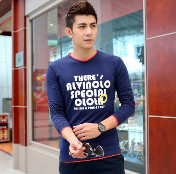 2014 Rushed Special Offer Freeshipping Full The Free Agent Long Sleeved Mens Men's T-shirt Sleeve Autumn Korean Cultivating Man Мужская