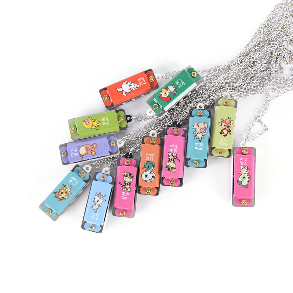 1pc Plastic + Metal Mini Durable Harmonica 4 Hole Tone Necklace random color | Спорт и развлечения