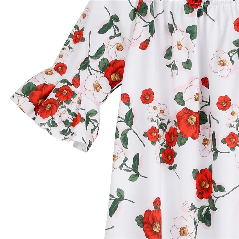 Floral Mother and Daughter Dress Family Matching Flare Sleeve Fomal for Kid Women | Мать и ребенок