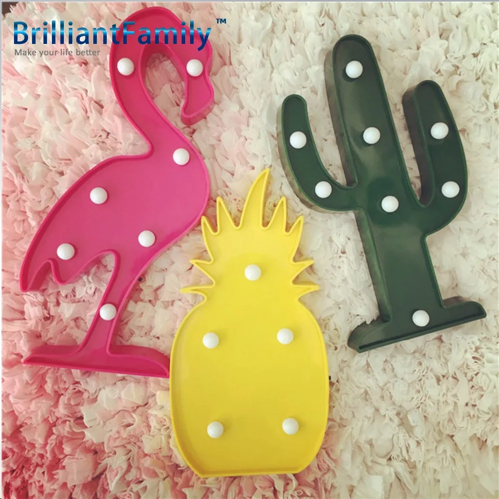 LED Cartoon Animal kids room decorations lamp s2 1pcs Chic Flamingo Pineapple Cactus Nightlight Decoration Lamps | Освещение