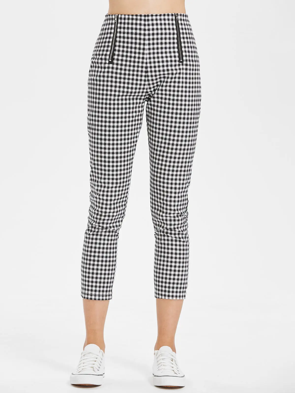 ZAFUL Ситцевые брюки с принтом в клетку высокой талией Лето осень Карандаш Брюки 2018