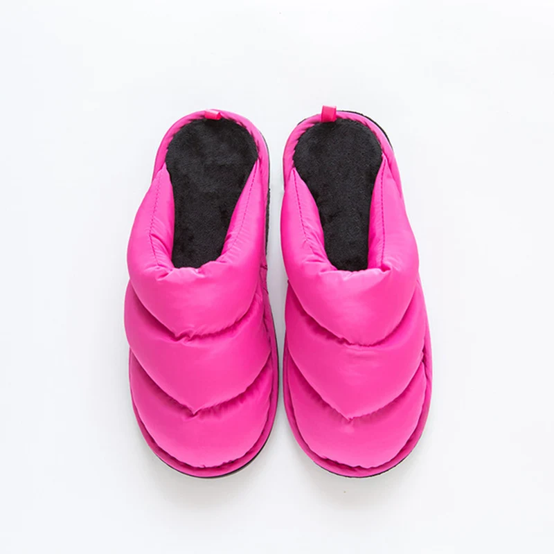 Rose red Зимние домашние тапочки; мягкие Нескользящие удобные теплые тапочки из хлопка; водонепроницаемые Тапочки - Цвет: Rose red