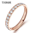 Кольца TIGRADE из розового золота для женщин, титановое кольцо 3 мм с фианитом, обручальное кольцо для годовщины помолвки