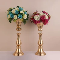 4550cm flowers vases gold plated candle holders metal candlestick wedding props road lead hotel stage decoration