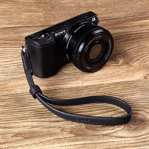 Black LXH камера из натуральной кожи ремешок на руку ремешок для sony Fujifilm Nikon Olympus Canon Leica DSLR камера ручка ремень - Цвет: Black