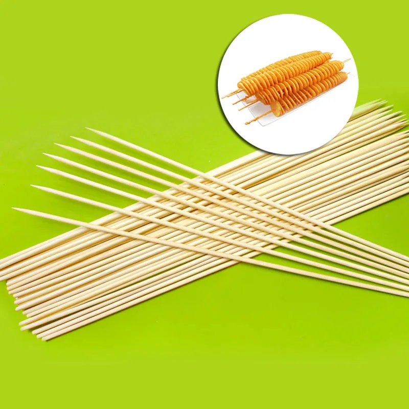 60 см x 6 мм аксессуары для барбекю Kabob бамбуковые палочки шампура торнадо картофель барбекю гриль из натурального дерева шпажки спираль