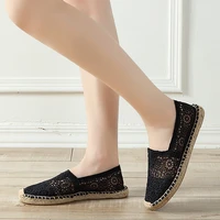 lace hollow womens flats shoes women loafers straw fisherman shoes espadrilles woman cute flats black slip on shoes for women