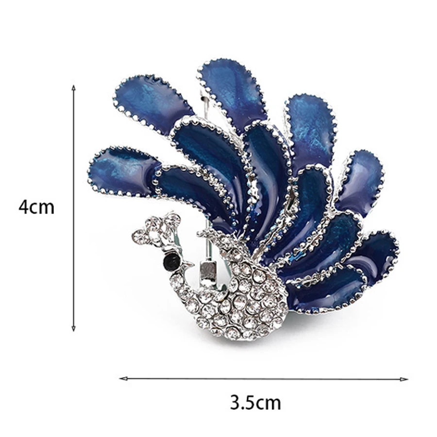 Charming Crystal Blue Peacock Collar Brooch Pins Broche Fashion Women Party Accessories Creative Jewelry Lovers Gift XZ004 | Украшения и