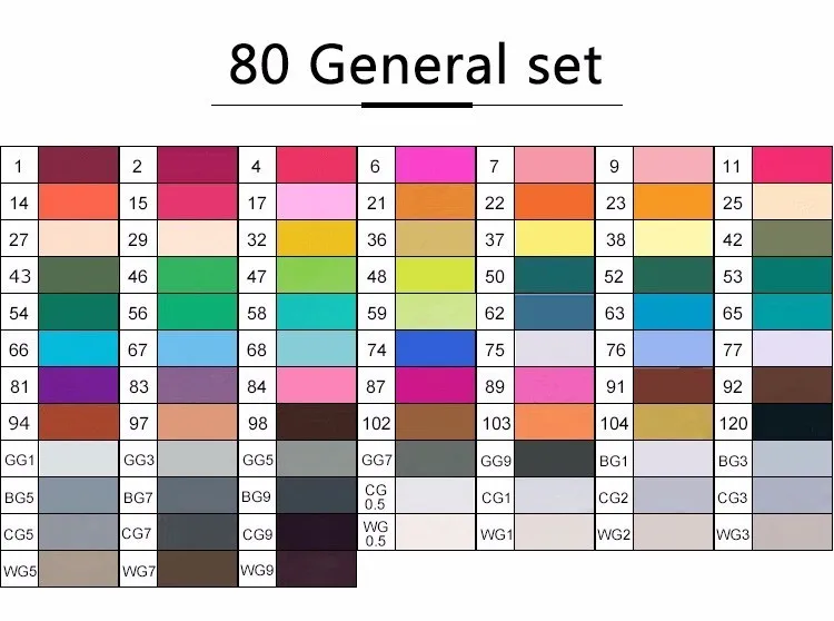 80 general set TOUCHFIVE чайник 30/40/60/80/168 Цвета художественной на спиртовой основе чайник Набор ручек для рисования манга двойной головой художественный эскиз Maker ручки - Цвет: 80 general set