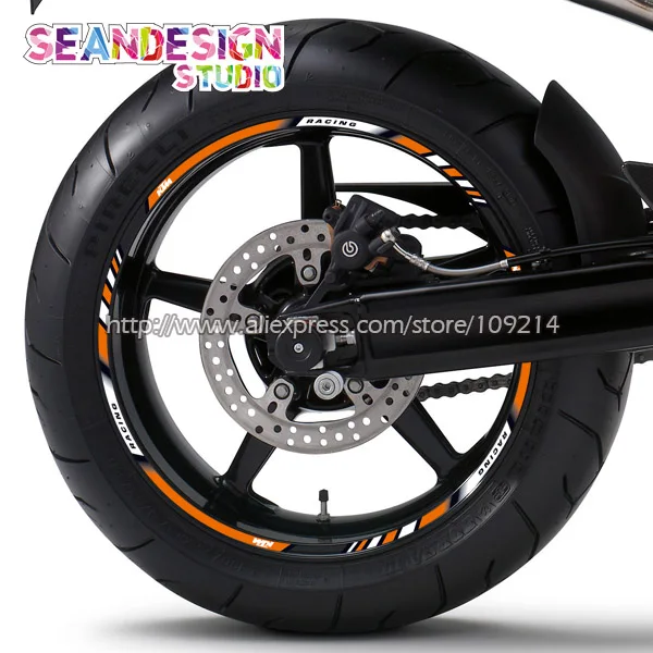 Для KTM Duke 125 200 390 690 790 990 1290 RC8 RC390 наклейка на колесо мотоцикла Светоотражающая